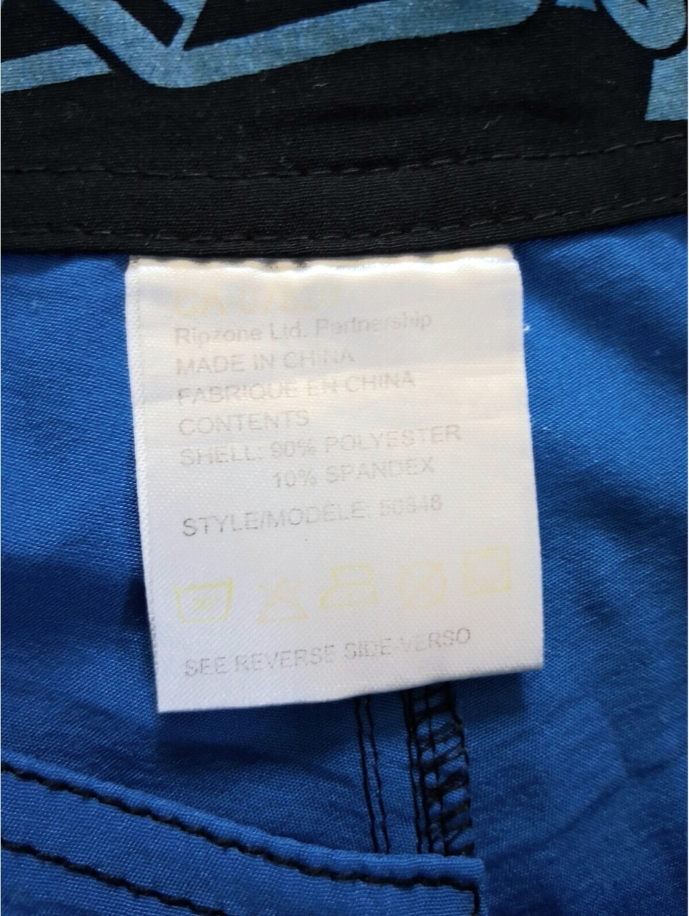 Ripzone Men's Size 32 (M) Blue With Black Stitch Drawstring Stretch Board Shorts - Picture 10 of 11